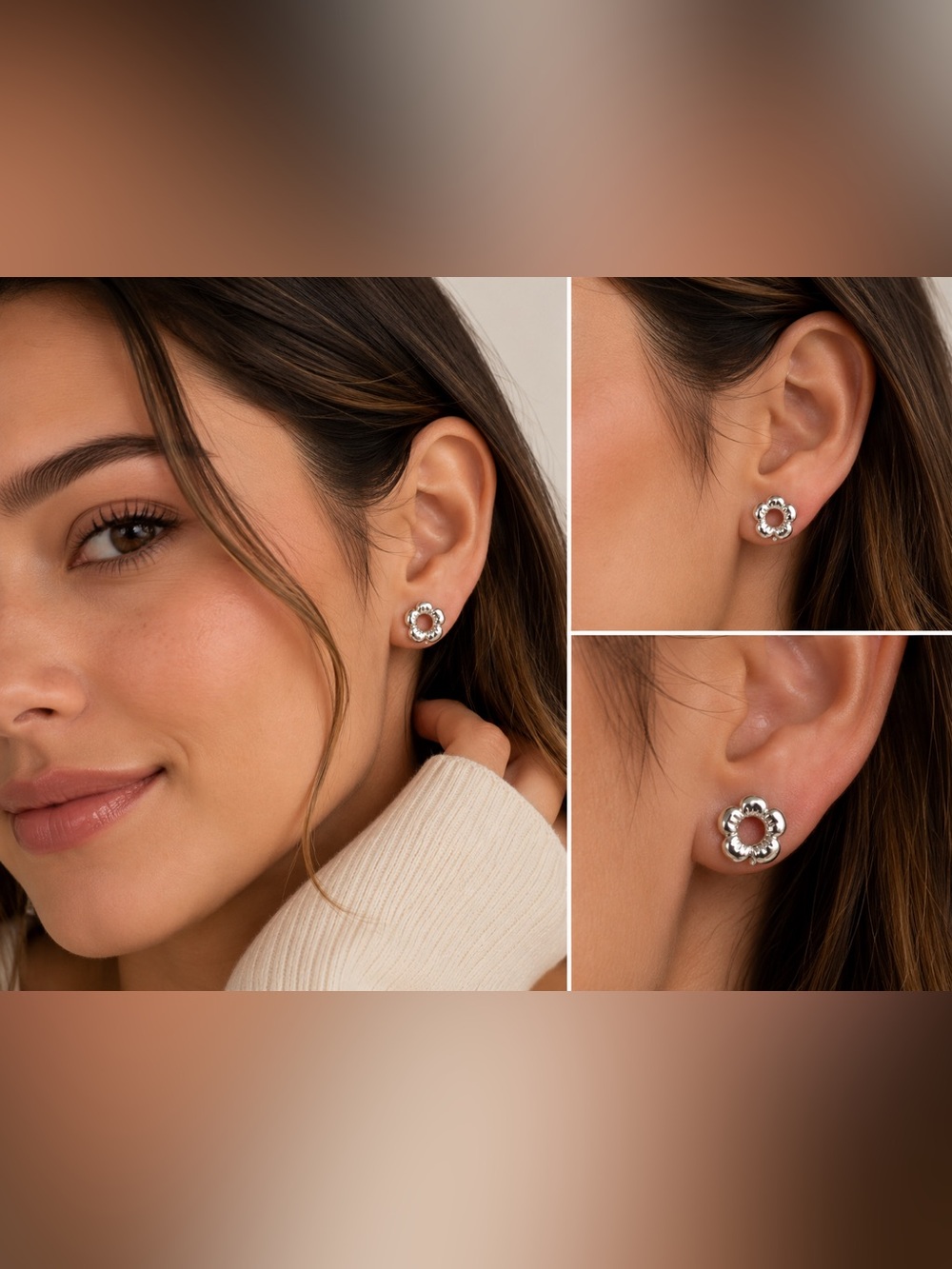 Claire’s- NWT Sensitive Solutions Silver Flower Stud Earrings